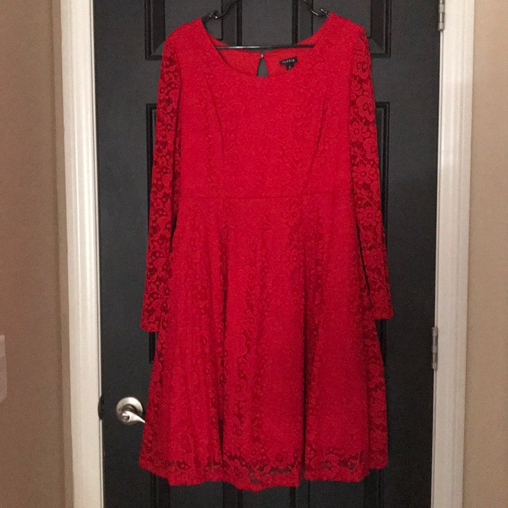 Torrid Long Sleeve Floral Lace Swing Dress